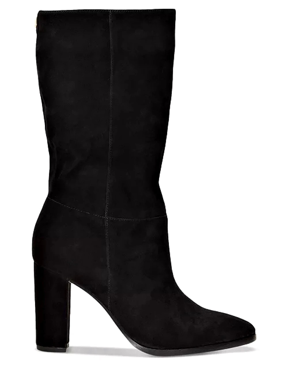 Ralph Lauren Suede Black Heeled Boots (mid calf)